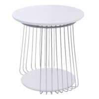 Couchtisch Beistelltisch Kaffeetisch Loungetisch Metall MDF rund Ø50cm weiss