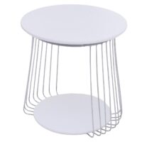Couchtisch Beistelltisch Kaffeetisch Loungetisch Metall MDF rund Ø50cm weiss