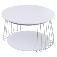 Couchtisch Beistelltisch Kaffeetisch Loungetisch Metall MDF rund Ø70cm weiss