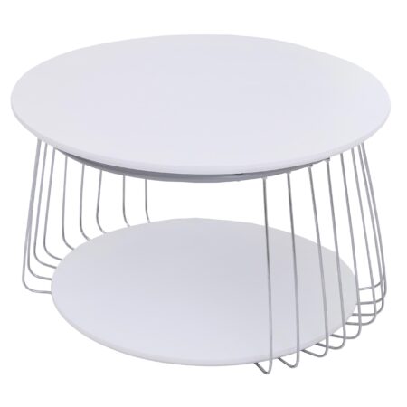 Couchtisch Beistelltisch Kaffeetisch Loungetisch Metall MDF rund Ø70cm weiss