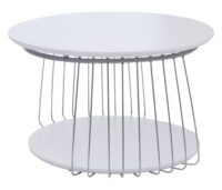 Couchtisch Beistelltisch Kaffeetisch Loungetisch Metall MDF rund Ø70cm weiss
