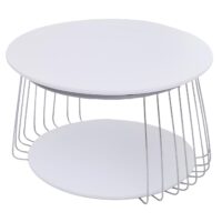 Couchtisch Beistelltisch Kaffeetisch Loungetisch Metall MDF rund Ø70cm weiss