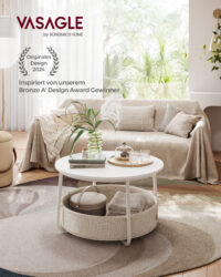 Runder Couchtisch mit Korb in 75 cm Grau, modern und praktisch.