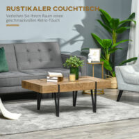 Couchtisch mit verstellbaren Fussstützen Industriedesign Schwarz-Braun