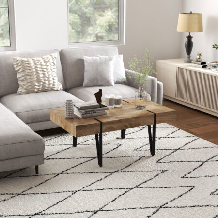 Couchtisch mit verstellbaren Fussstützen Industriedesign Schwarz-Braun