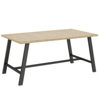 Couchtisch Outdoor rechteckig für Garten Metall Holzoptik braun