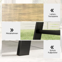 Couchtisch Outdoor rechteckig für Garten Metall Holzoptik braun