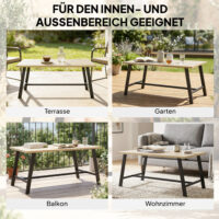 Couchtisch Outdoor rechteckig für Garten Metall Holzoptik braun