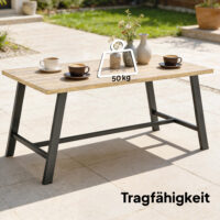 Couchtisch Outdoor rechteckig für Garten Metall Holzoptik braun