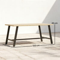 Couchtisch Outdoor rechteckig für Garten Metall Holzoptik braun