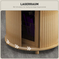 Couchtisch rund aus Bambus mit verstecktem Stauraum Ø60x45cm Natur – Produktfoto zeigt modernes Design, hochwertige Materialien und funktionale Eigenschaften ideal für Wohn- oder Arbeitsbereiche. Perfekt als Einrichtungsinspiration oder zur Produktpräsentation in einem Onlineshop.