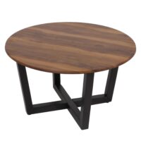 Couchtisch Beistelltisch Sofatisch HPL Laminat Ø80cm Sheesham-Optik dunkles Gestell