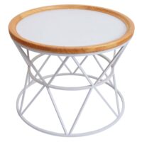 Couchtisch Kaffeetisch Beistelltisch Loungetisch Metallgestell Holz Ø66cm weiss