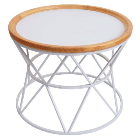 Couchtisch Kaffeetisch Beistelltisch Loungetisch Metallgestell Holz Ø66cm weiss