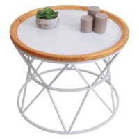 Couchtisch Kaffeetisch Beistelltisch Loungetisch Metallgestell Holz Ø66cm weiss