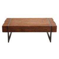 Couchtisch Wohnzimmertisch Tanne Holz rustikal massiv 40x120x60cm braun