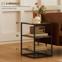 Couchtisch Rustikales 2er-Set 3 Ebenen mit Glasplatte 37x40x55,5cm Braun – Produktfoto zeigt modernes Design, hochwertige Materialien und funktionale Eigenschaften ideal für Wohn- oder Arbeitsbereiche. Perfekt als Einrichtungsinspiration oder zur Produktpräsentation in einem Onlineshop.