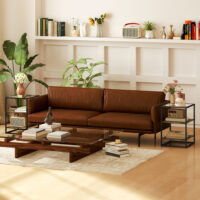 Couchtisch Rustikales 2er-Set 3 Ebenen mit Glasplatte 37x40x55,5cm Braun – Produktfoto zeigt modernes Design, hochwertige Materialien und funktionale Eigenschaften ideal für Wohn- oder Arbeitsbereiche. Perfekt als Einrichtungsinspiration oder zur Produktpräsentation in einem Onlineshop.