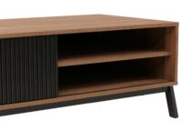 Couchtisch Wohnzimmertisch Sofatisch Staufächer Schiebetür 42x120x60cm natur
