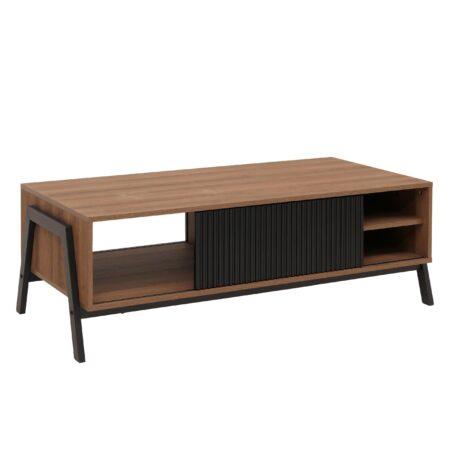 Couchtisch Wohnzimmertisch Sofatisch Staufächer Schiebetür 42x120x60cm natur