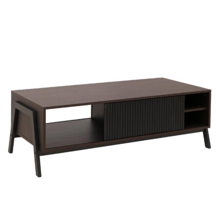 Couchtisch Wohnzimmertisch Sofatisch Staufächer Schiebetür 42x120x60cm Walnuss-Optik