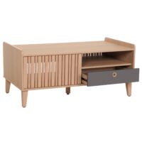 Couchtisch Wohnzimmertisch Sofatisch 52x114x59cm beige Schublade grau