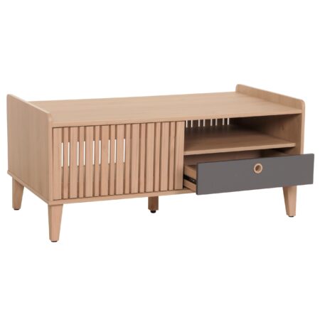 Couchtisch Wohnzimmertisch Sofatisch 52x114x59cm beige Schublade grau