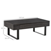 Couchtisch modern mit Schublade und Metallrahmen dunkelgrau