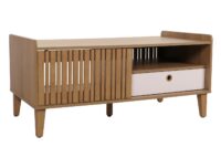 Couchtisch Wohnzimmertisch Sofatisch 52x114x59cm natur Schublade weiss