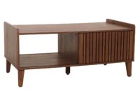Couchtisch Wohnzimmertisch Sofatisch 52x114x59cm Walnuss-Optik Schublade dunkelgrau