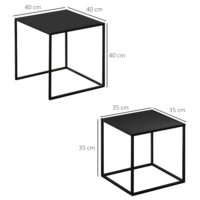 Couchtisch-Set 2er modernes Design Stahlgestell Schwarz