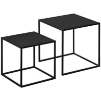 Couchtisch-Set 2er modernes Design Stahlgestell Schwarz