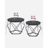 Couchtisch Set Beistelltisch abnehmbare Tischplatte Stahl Schwarz