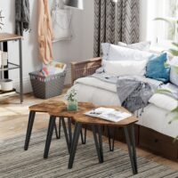 Couchtisch Set Beistelltisch stapelbar Stahl Braun Schwarz