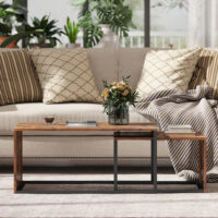 Couchtisch Set Beistelltisch 2-teilig modern Metall Holzoptik schwarz braun