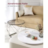 Runder Wohnzimmertisch im 2er-Set mit schlichten Holzplatten.