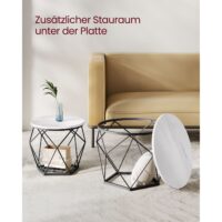 Runder Wohnzimmertisch im 2er-Set mit schlichten Holzplatten.