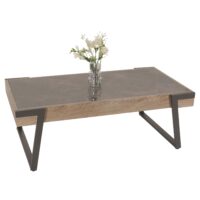 Couchtisch Sofatisch Wohnzimmertisch Eisen Sinterstein 43x120x64cm grau grau-braun