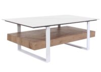 Couchtisch Wohnzimmertisch Eisen Sinterstein Marmor-Optik 43x120x60cm weiss natur