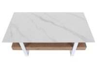 Couchtisch Wohnzimmertisch Eisen Sinterstein Marmor-Optik 43x120x60cm weiss natur