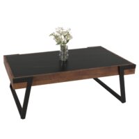 Couchtisch Sofatisch Wohnzimmertisch Eisen Sinterstein 43x120x64cm schwarz dunkelbraun
