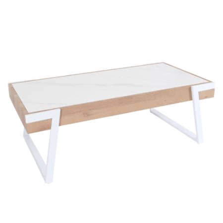 Couchtisch Sofatisch Wohnzimmertisch Eisen Sinterstein 43x120x64cm weiss natur