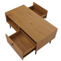 Couchtisch Wohnzimmertisch Sofatisch skandinavisch Metall Holz 45x100x50cm natur