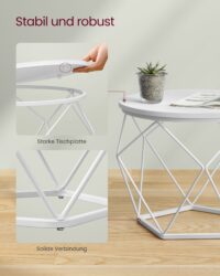 Runder Couchtisch im Set mit Ablagefläche.