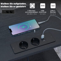 Couchtisch mit USB Ladestation und Schublade schwarz