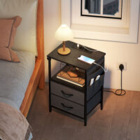 Couchtisch mit USB Ladestation und Schublade schwarz