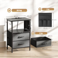 Couchtisch mit USB Ladestation und Schublade schwarz