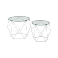 Zweiteiliges rundes Wohnzimmertisch-Set für modernes Interieur.