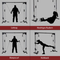 Crossover-Fitnessgestell Kabelzug Home Gym Trainingsgerät Stahl schwarz