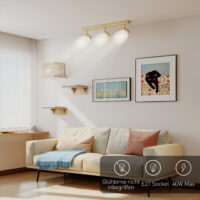 LED Deckenleuchte mit verstellbaren E27 Fassungen aus Holz